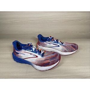 Brooks Launch 10 Shoes Womens Size 7B White Blue Red USA Running Sneakers